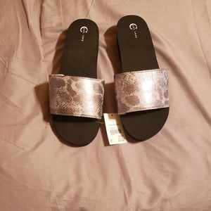 Snake Wedge Sandals Grey Black Multi